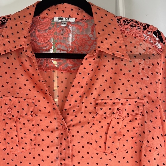 Vintage BUFFALO Sheer Heart Crochet 90s Blouse - Picture 6 of 10